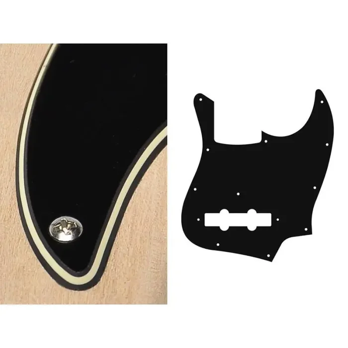 Pickguard Jazz bass, 3 ply, black and cream, standard