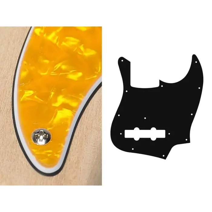 Pickguard Jazz bass, 3 ply, pearl yellow, standard