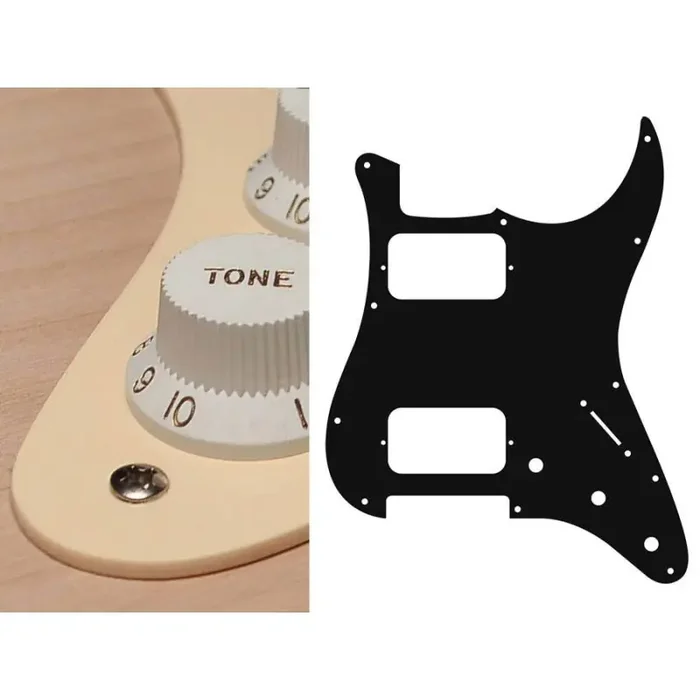Pickguard Strat, 1 ply, cream, HH, 3 pot holes, 3-5 switch