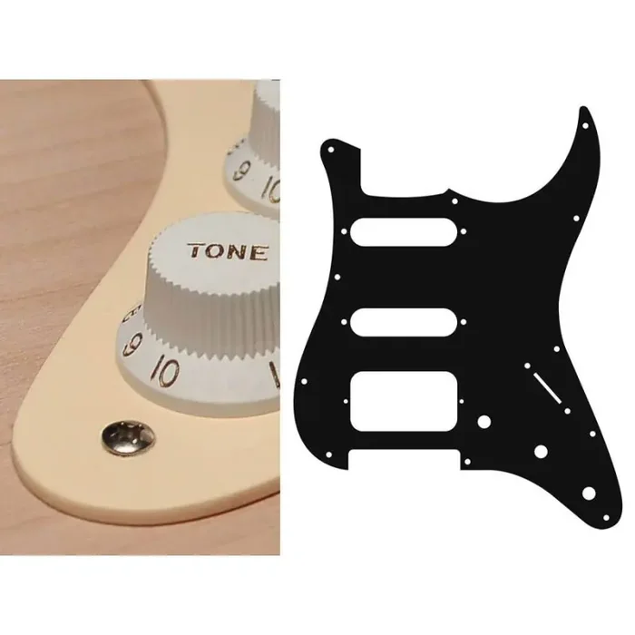 Pickguard Strat, 1 ply, cream, SSH, 3 pot holes, 3-5 switch