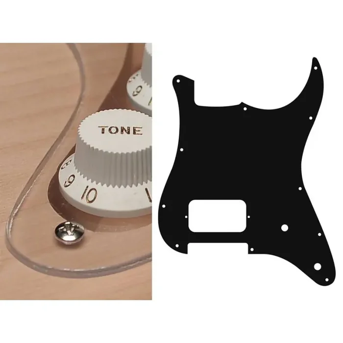 Pickguard Strat, 1 ply, transparent, H, 2 pot holes
