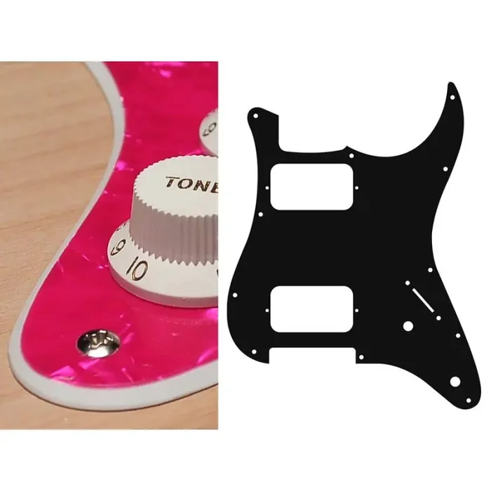 Pickguard Strat, 2 ply, pearl pink, HH, 2 pot holes, 3-5 switch