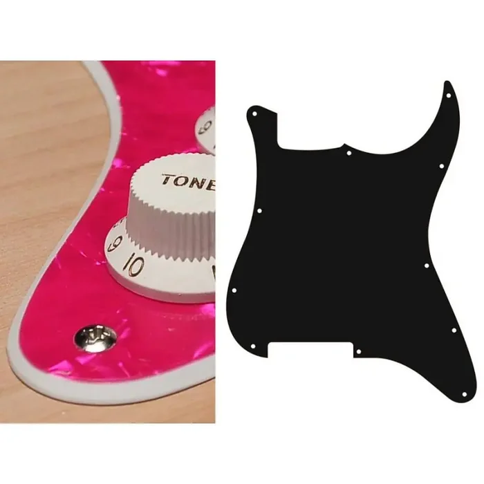Pickguard Strat, 2 ply, pearl pink, no holes (only screw holes)