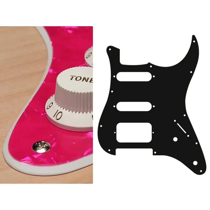 Pickguard Strat, 2 ply, pearl pink, SSH, 2 pot holes, 3-5 switch
