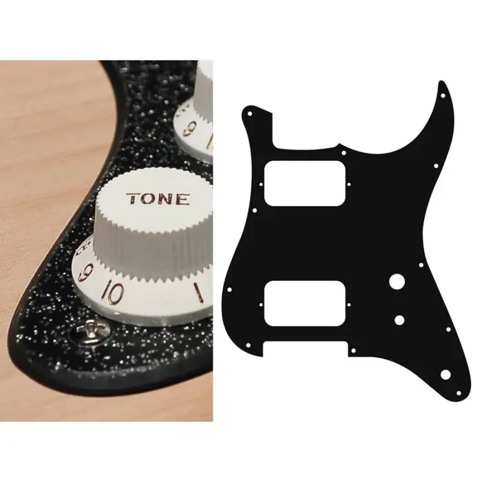 Pickguard Strat, 2 ply, sparkling black, HH, 2 pot holes, toggle switch