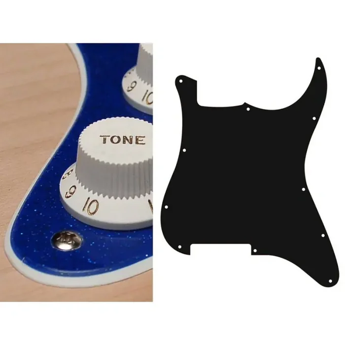 Pickguard Strat, 2 ply, sparkling blue, no holes (only screw holes)