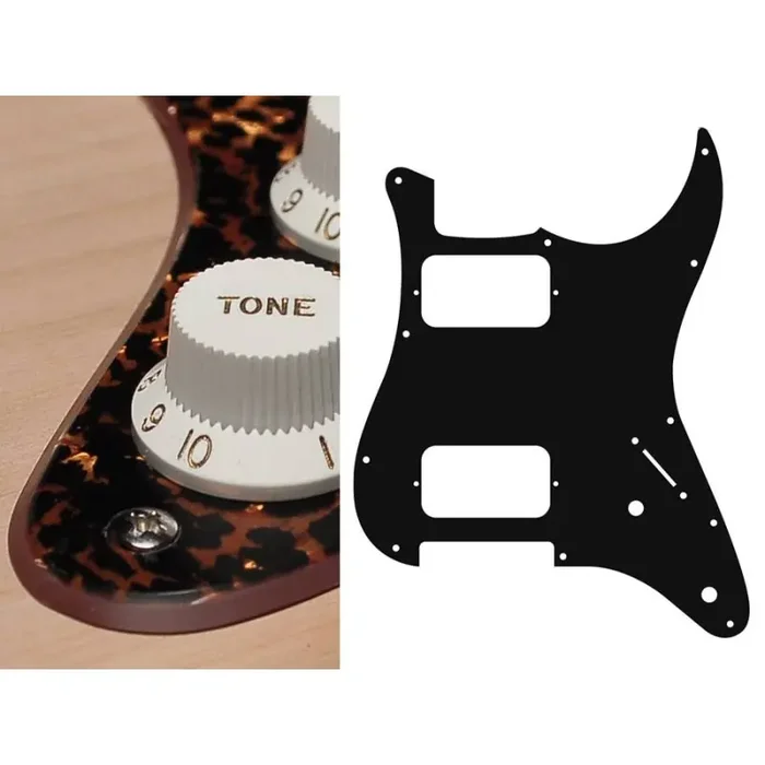 Pickguard Strat, 2 ply, tiger brown pearl, HH, 2 pot holes, 3-5 switch