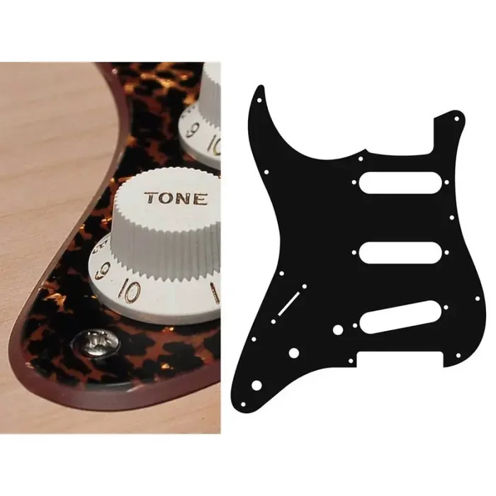 Pickguard Strat, 2 ply, tiger brown pearl, standard, SSS, 3 pot holes, 3-5 switch, lefthanded