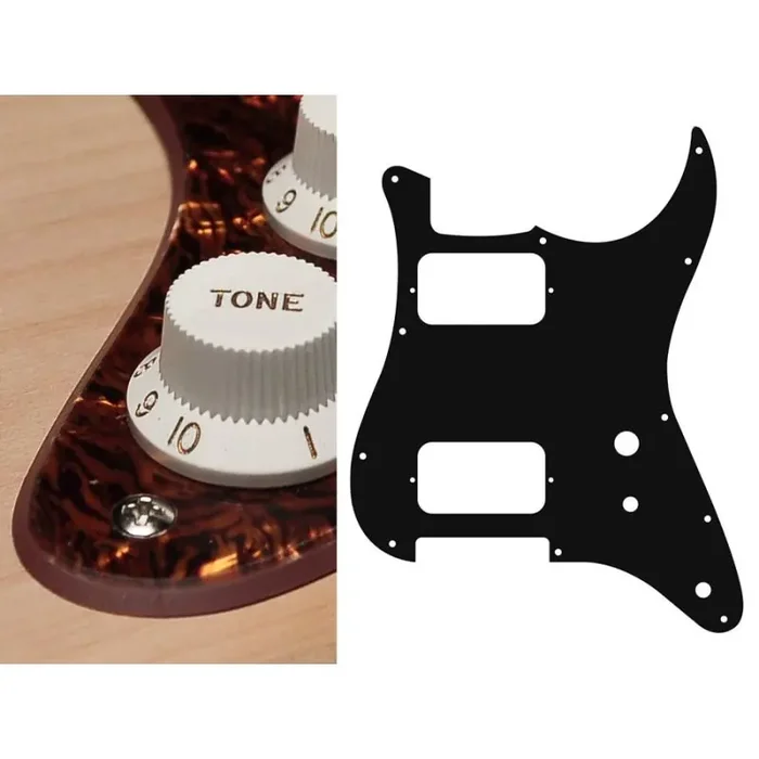 Pickguard Strat, 2 ply, tortoise brown pearl, HH, 2 pot holes, toggle switch
