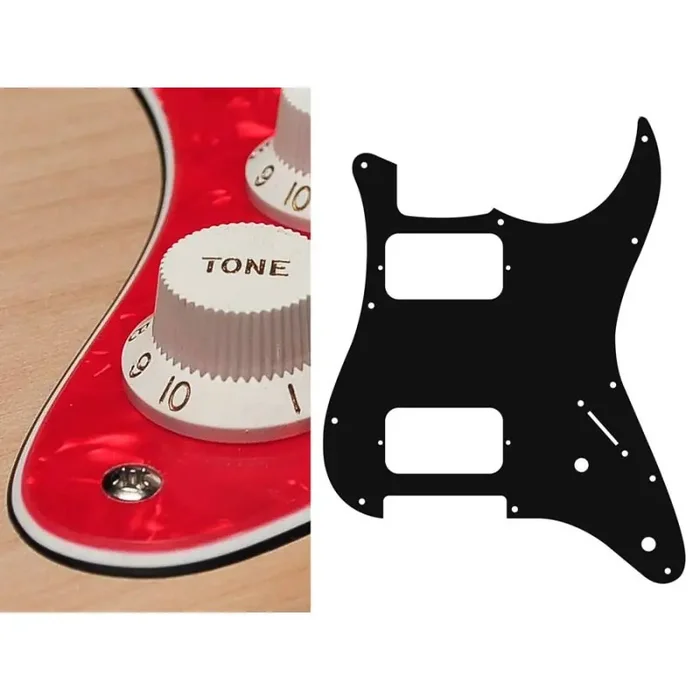 Pickguard Strat, 3 ply, pearl red, HH, 2 pot holes, 3-5 switch