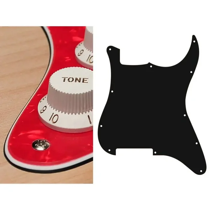 Pickguard Strat, 3 ply, pearl red, no holes (only screw holes)