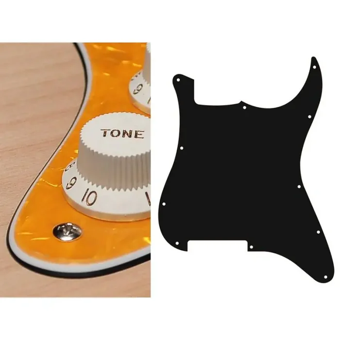 Pickguard Strat, 3 ply, pearl yellow, no holes (only screw holes)