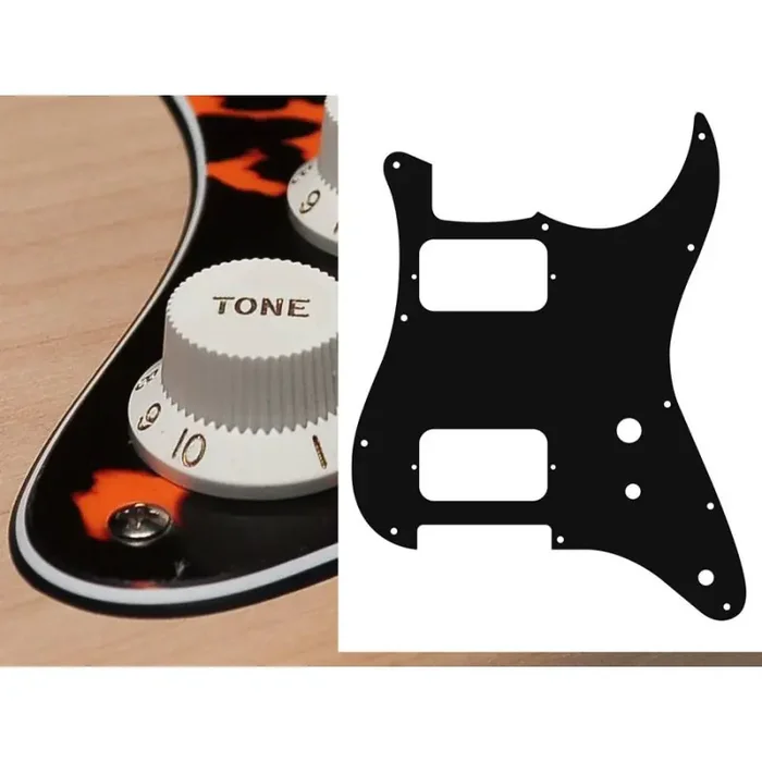 Pickguard Strat, 3 ply, wild cat orange, HH, 2 pot holes, toggle switch