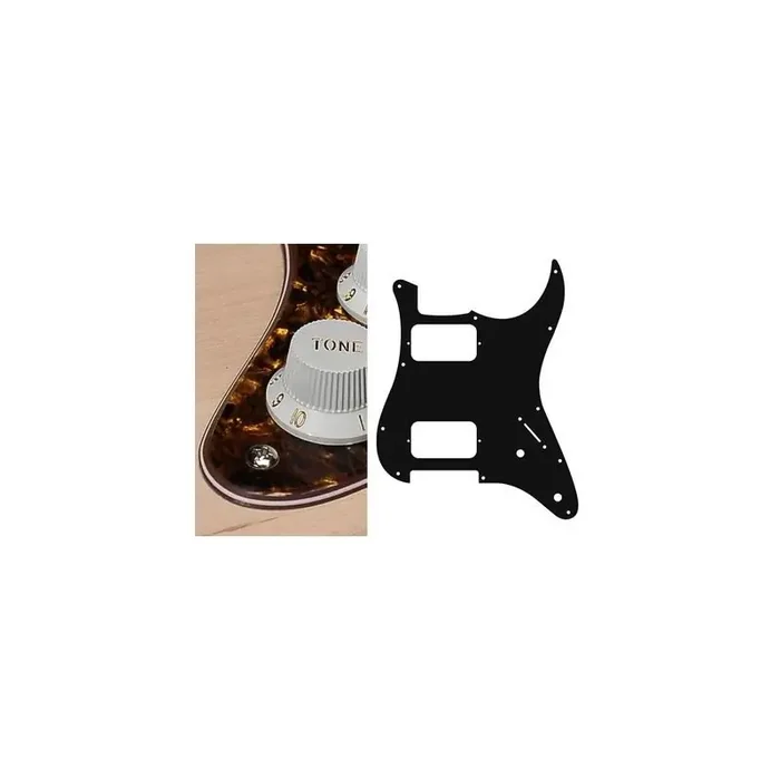 Pickguard, Strat, 4 ply, tortoise brown pearl, HH, 2 pot holes, 3-5 switch