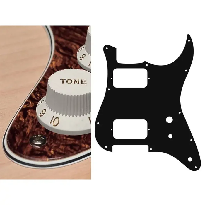 Pickguard, Strat, 4 ply, tortoise brown pearl , HH, 2 pot holes, toggle switch