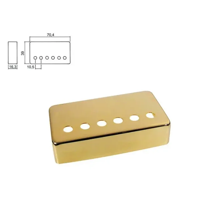 Pickup cover, humbucker, metal gold, pitch=10,5mm, bridge position