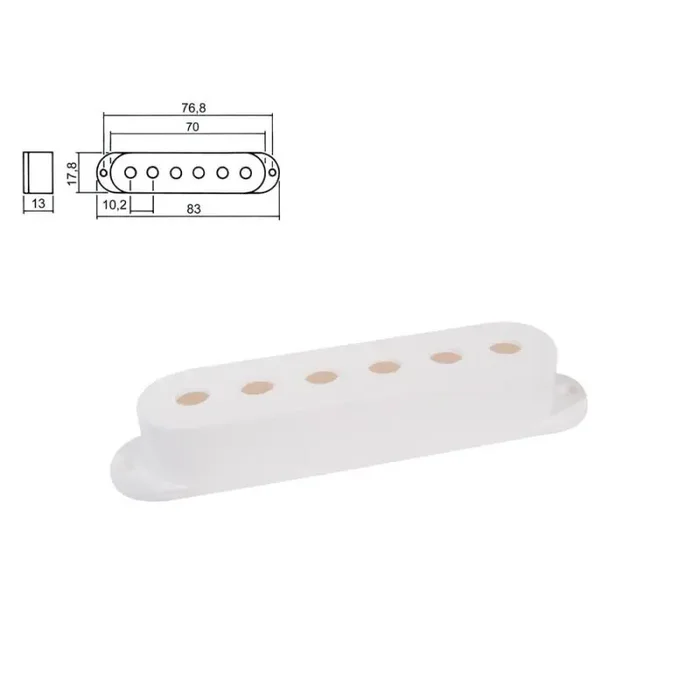 Pickup cover,Strat model single coil, white, 83,0-70,0×17,8×18,0mm, 3 pcs