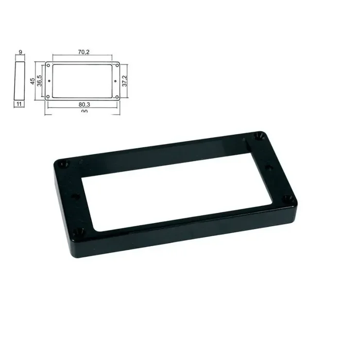 Pickup ring, humbucker, plastic, black, height 9,0-11,0mm, high, flat