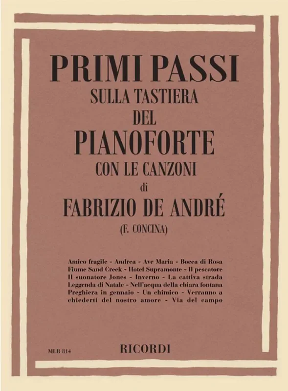 Primi Passi Fabrizio De Andre‘ Klavier Solo