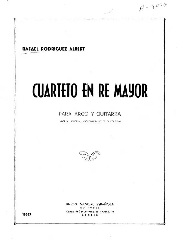 Rafael R. Albert Cuarteto En Re Mayor Streichensemble