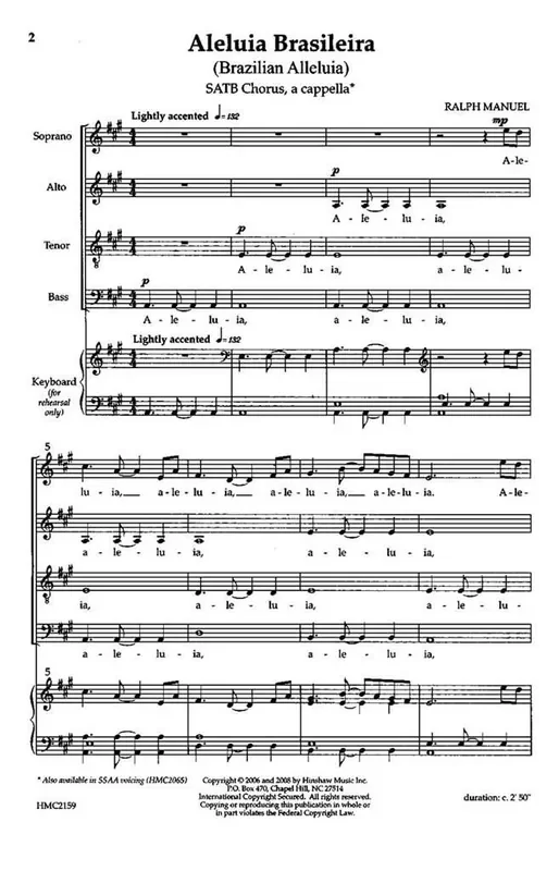 Ralph Manuel Brazilian Alleluia (Aleluia Brasileira) (Arr. Ralph Manuel) Gemischter Chor A cappella