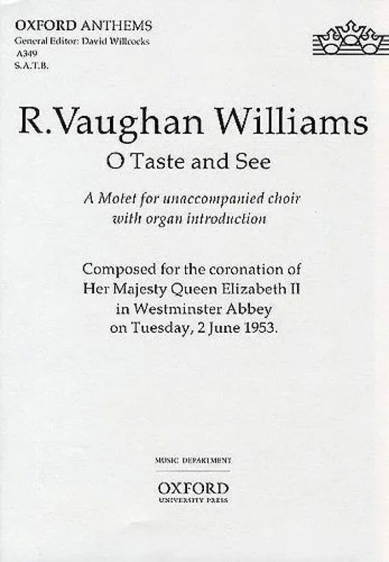 Ralph Vaughan Williams O Taste And See Gemischter Chor mit Begleitung