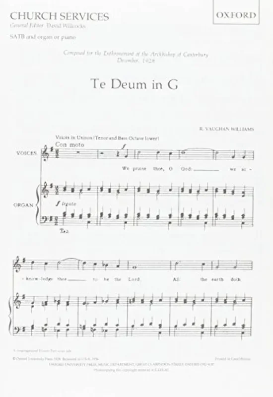 Ralph Vaughan Williams Te Deum in G Gemischter Chor mit Begleitung