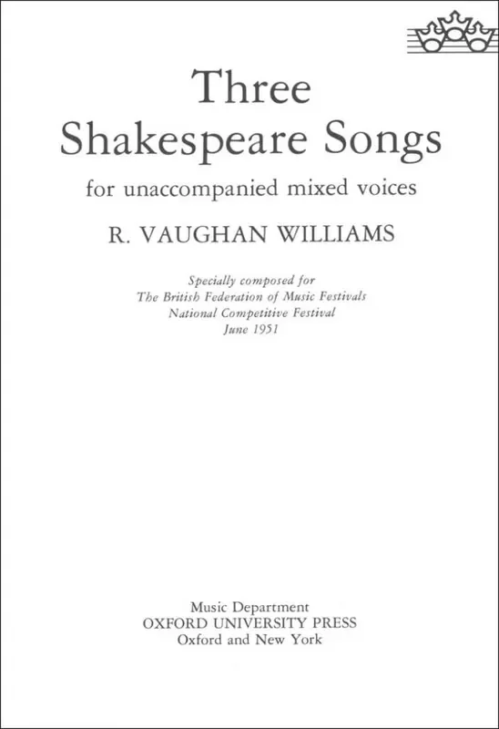 Ralph Vaughan Williams Three Shakespeare Songs Gemischter Chor mit Begleitung