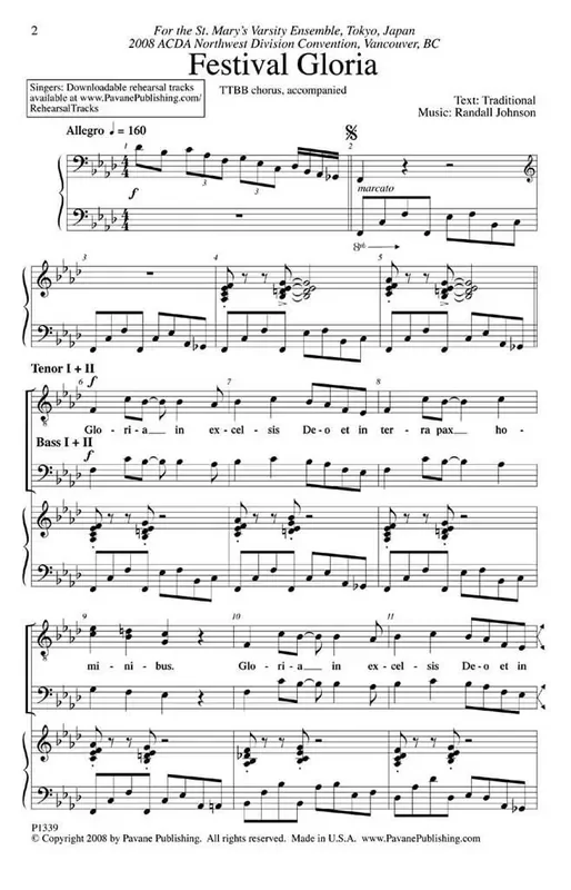 Randall Johnson Festival Gloria Männerchor mit Begleitung