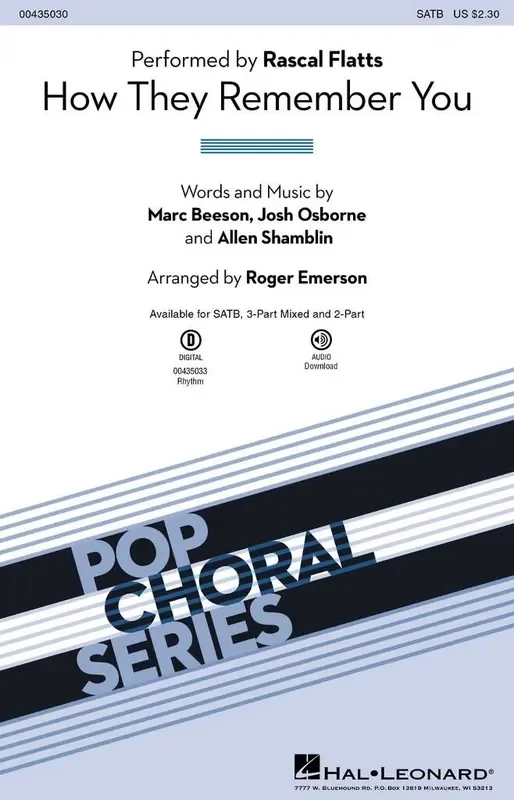 Rascal Flatts How They Remember You (Arr. Roger Emerson) Gemischter Chor mit Begleitung