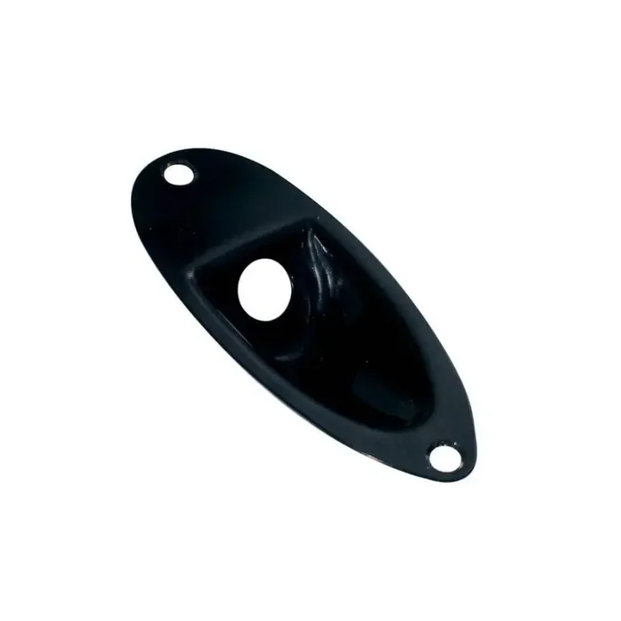 Recessed jack plate,Strat, black, metal
