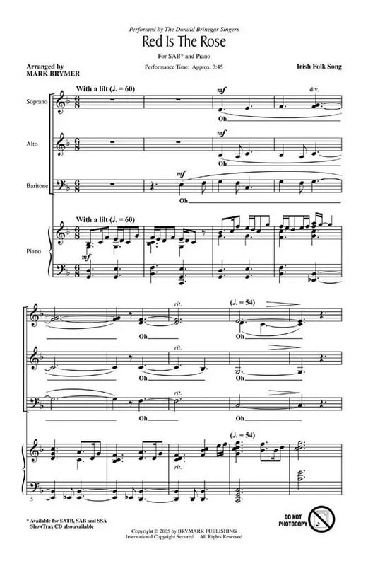 Red Is the Rose (Arr. Mark Brymer) Gemischter Chor mit Begleitung