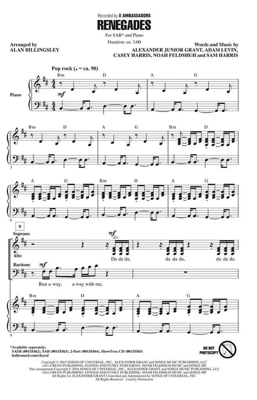 Renegades (Arr. Alan Billingsley) Gemischter Chor mit Begleitung