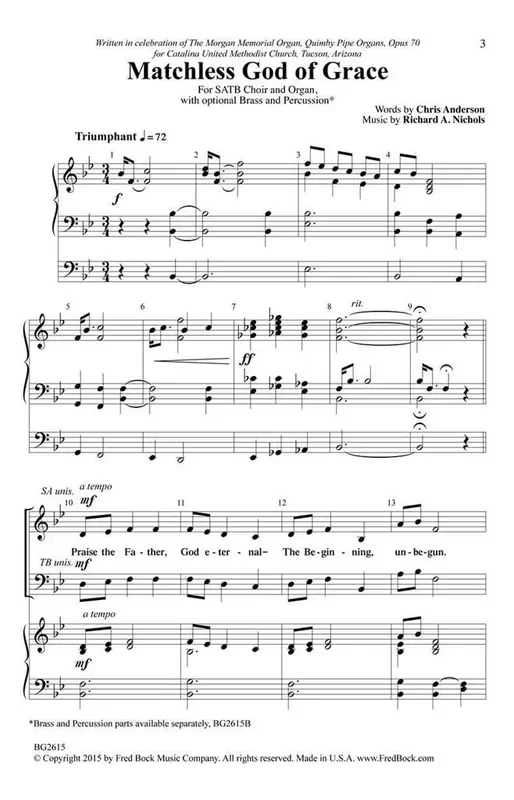 Richard A. Nichols Matchless God of Grace Gemischter Chor mit Begleitung