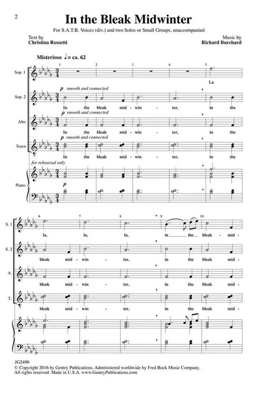 Richard Burchard In the Bleak Midwinter (Arr. Christina Rossetti) Gemischter Chor mit Begleitung