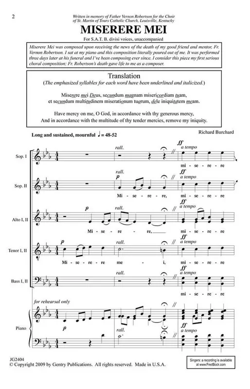 Richard Burchard Miserere Mei Gemischter Chor mit Begleitung