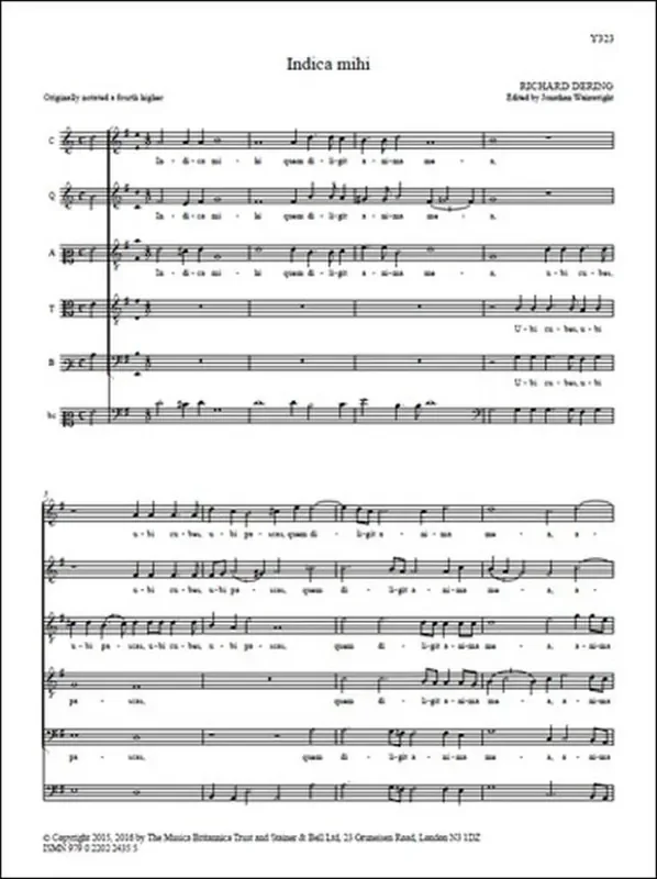 Richard Dering Indica mihi Gemischter Chor mit Begleitung