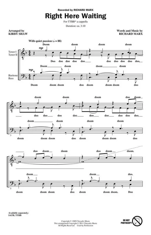 Richard Marx Right Here Waiting (Arr. Kirby Shaw) Männerchor A cappella