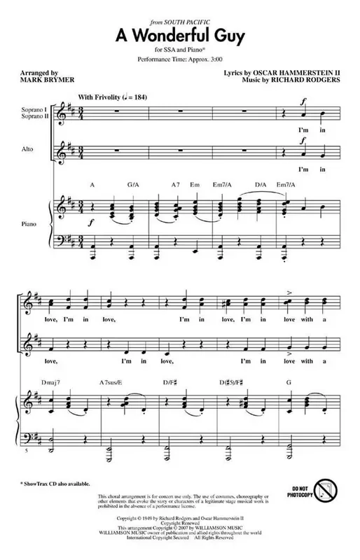 Richard Rodgers A Wonderful Guy (Arr. Mark Brymer) Frauenchor mit Begleitung