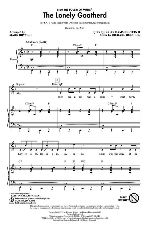 Richard Rodgers The Lonely Goatherd (Arr. Mark Brymer) Gemischter Chor mit Begleitung