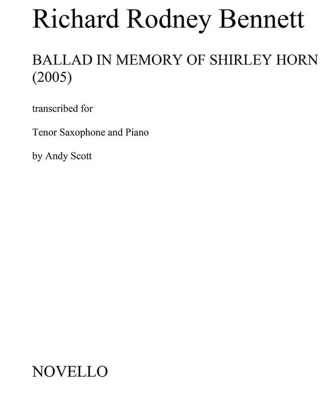 Richard Rodney Bennett Ballad In Memory of Shirley Horn (Tenor Saxophone) Tenorsaxophon