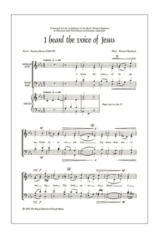 Richard Shephard I Heard the Voice of Jesus Gemischter Chor mit Begleitung