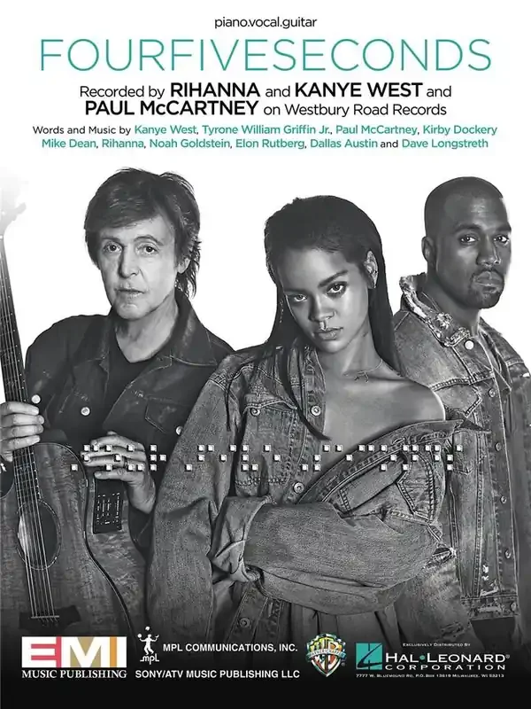 Rihanna FourFiveSeconds Klavier, Gesang, Gitarre (Songbooks)
