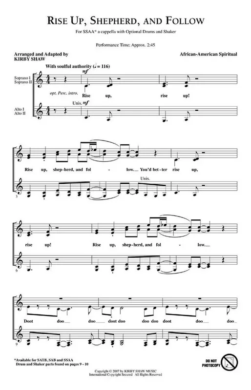 Rise Up Shepherd and Follow (Arr. Kirby Shaw) Frauenchor mit Begleitung