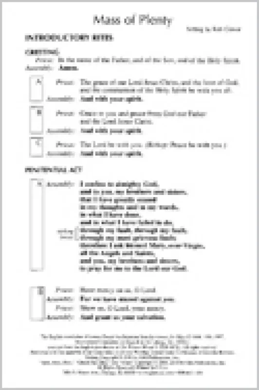 Rob Glover Mass of Plenty – Assembly Gemischter Chor mit Begleitung