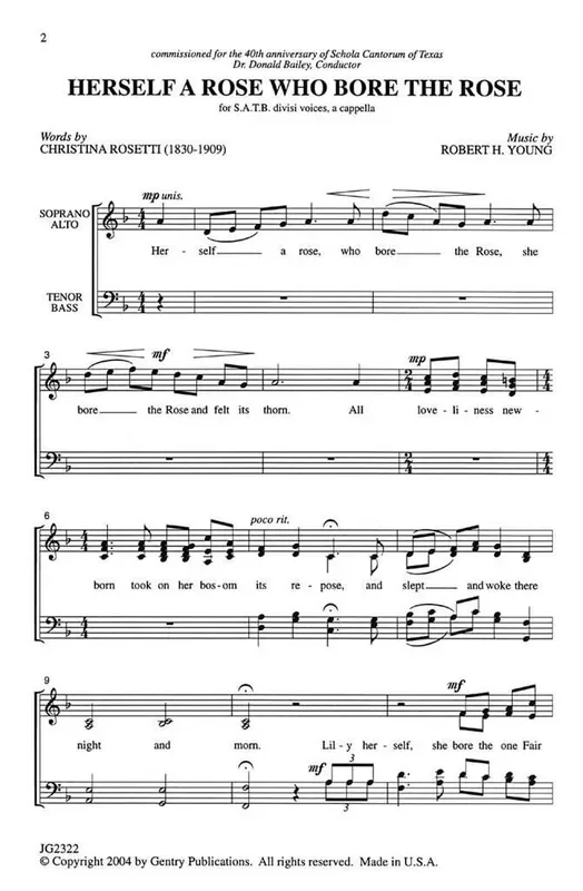 Robert H. Young Herself a Rose Who Bore the Rose Gemischter Chor mit Begleitung