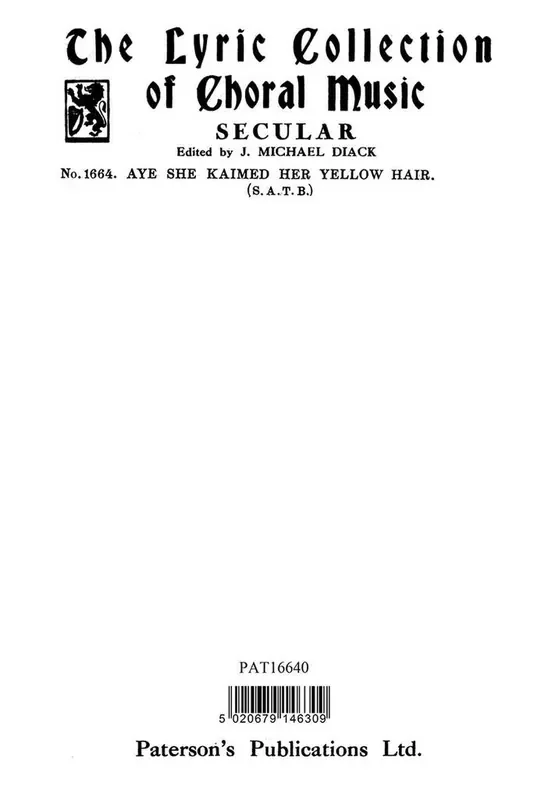 Robert Mcleod Aye She Kaimed Her Yellow Hair Gemischter Chor mit Begleitung