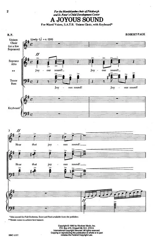 Robert Page A Joyous Sound (Arr. Robert Page) Gemischter Chor mit Klavier/Orgel
