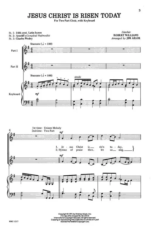 Robert Williams Jesus Christ Is Risen Today (Arr. Jim Ailor) Frauenchor mit Klavier/Orgel