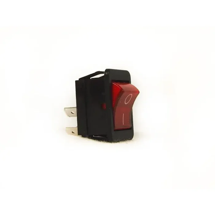 Rocker switch, 2 position, DPST, ON-OFF, lighted red